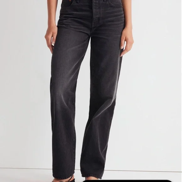 Madewell Low Slung Straight Leg Denim Jeans. Black size 32 - Picture 2 of 7